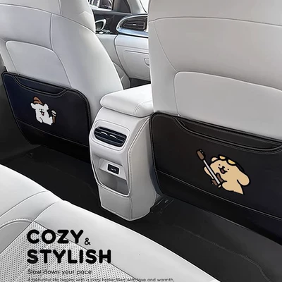 Singing Puppy Car Seat Back Anti-Kick Pad New Cute Anti-Stain Anti-Kick Pad Simple Back Anti-Kick Pad (Chair back anti-kick pad) - singing-puppy-a-sj-m-chair-back-anti-kick-pad-noble-black