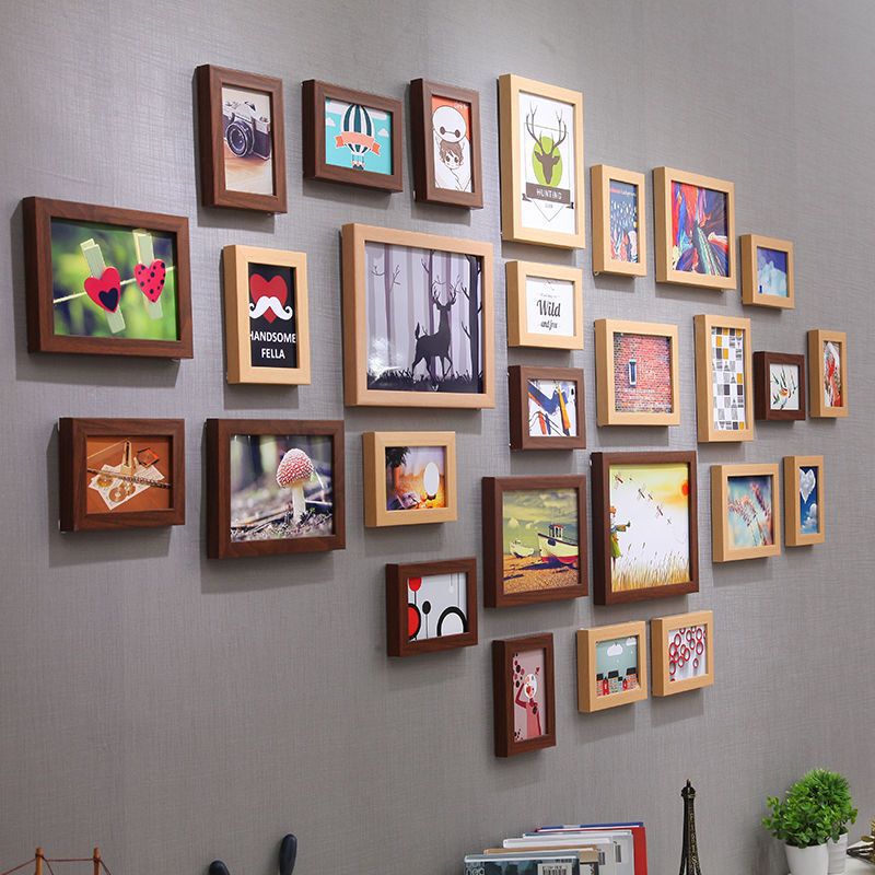 Creative Combination Photo Frame Wall Hanging Living Room Punch-Free Wall Hanging Mirror Frame Picture Frame Washed Photo Hanging on the Wall Photo Frame