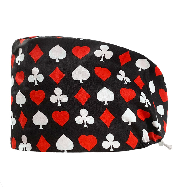 Gorro redondo de algodón puro para hombre y mujer, gorro bonito con estampado de UCI quirúrgico y hebilla, gorro de trabajo ajustable para médico y Hospital, gorro de enfermera