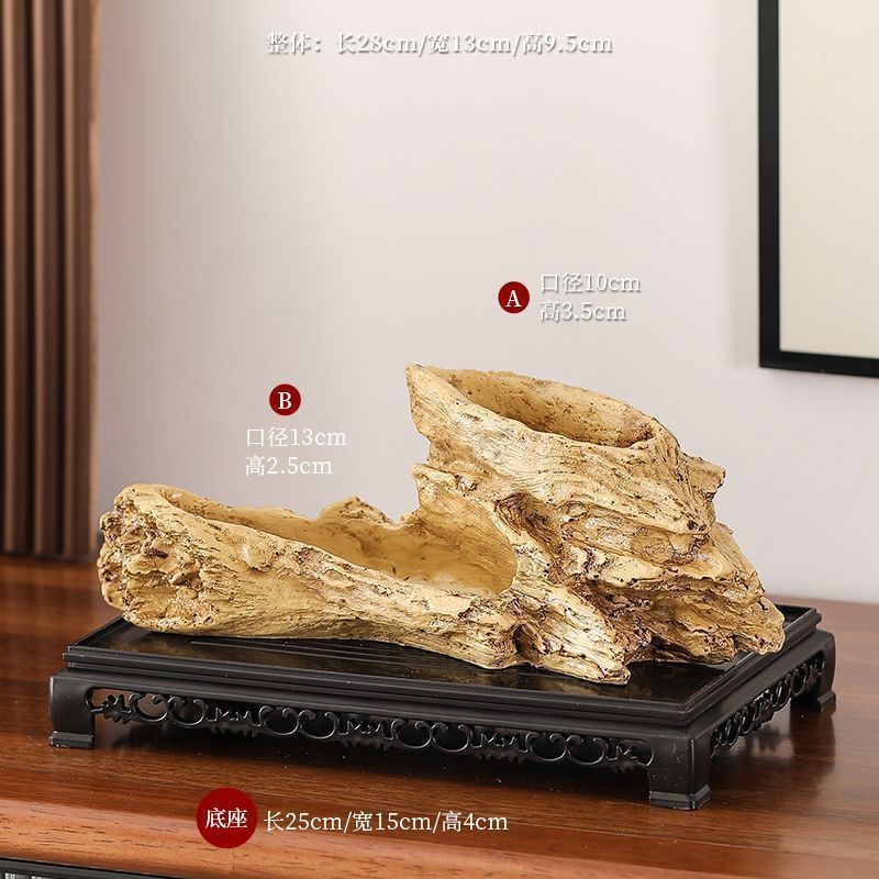 베이스가 있는 대형 모조 돌 모양의 세면대 장식품