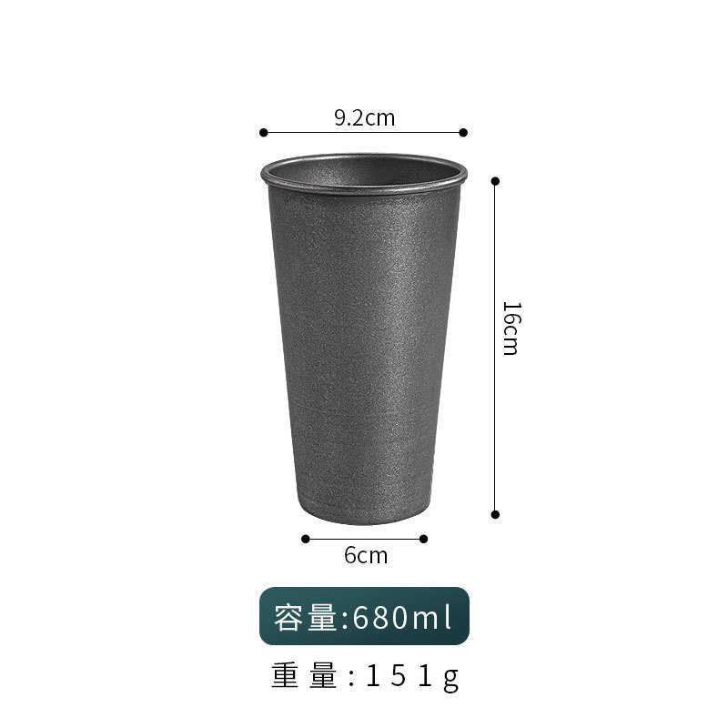 レトロ 304 ステンレス鋼ウォーターカップ、古いコーヒーカップ、商業ビールカップ、単層コールドドリンクカップ、落下防止カスタムロゴ|undefined