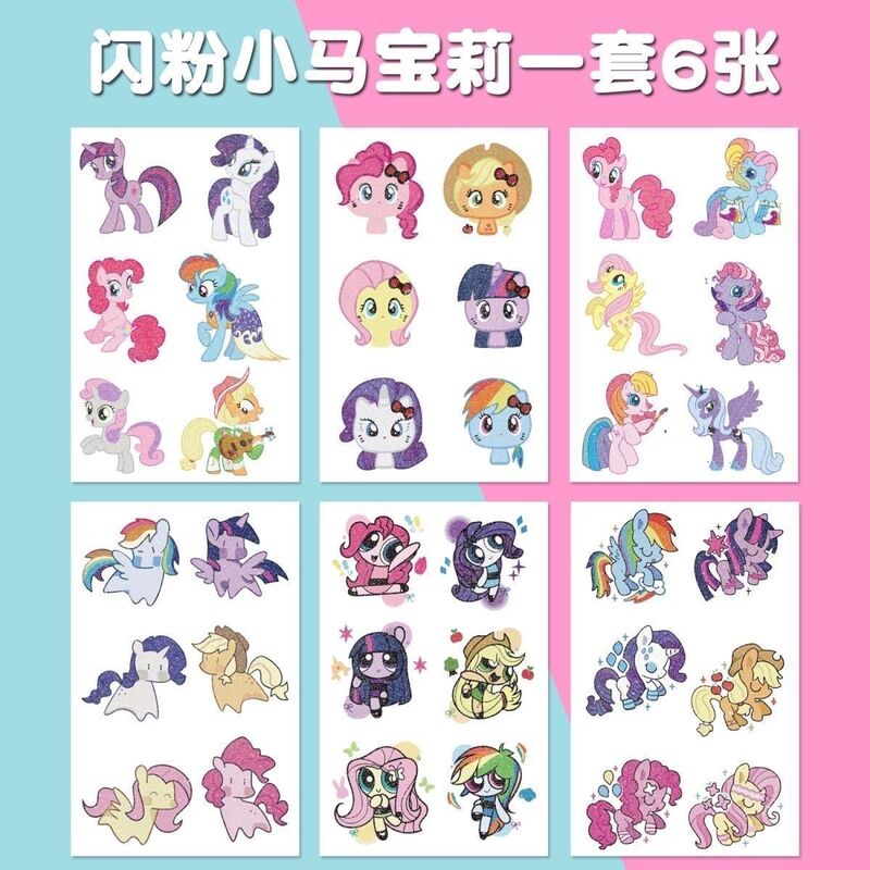 Cartoon Glitter Cute Dopamine Waterproof My Little Pony Children's Tattoo Stickers for Girls