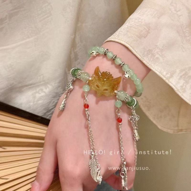 Trendy Chinese-Style Long Double-Circle Fox Bracelet with an Aesthetic Design, Unique Fox Bracelet That Can Be Stacked, Eastern-Style Jewelry with a Sense of Beauty Trendy Chinese-Style Long Double-Circle Fox Bracelet with an Aesthetic Design, Unique Fox Bracelet That Can Be Stacked, Eastern-Style Jewelry with a Sense of Beauty