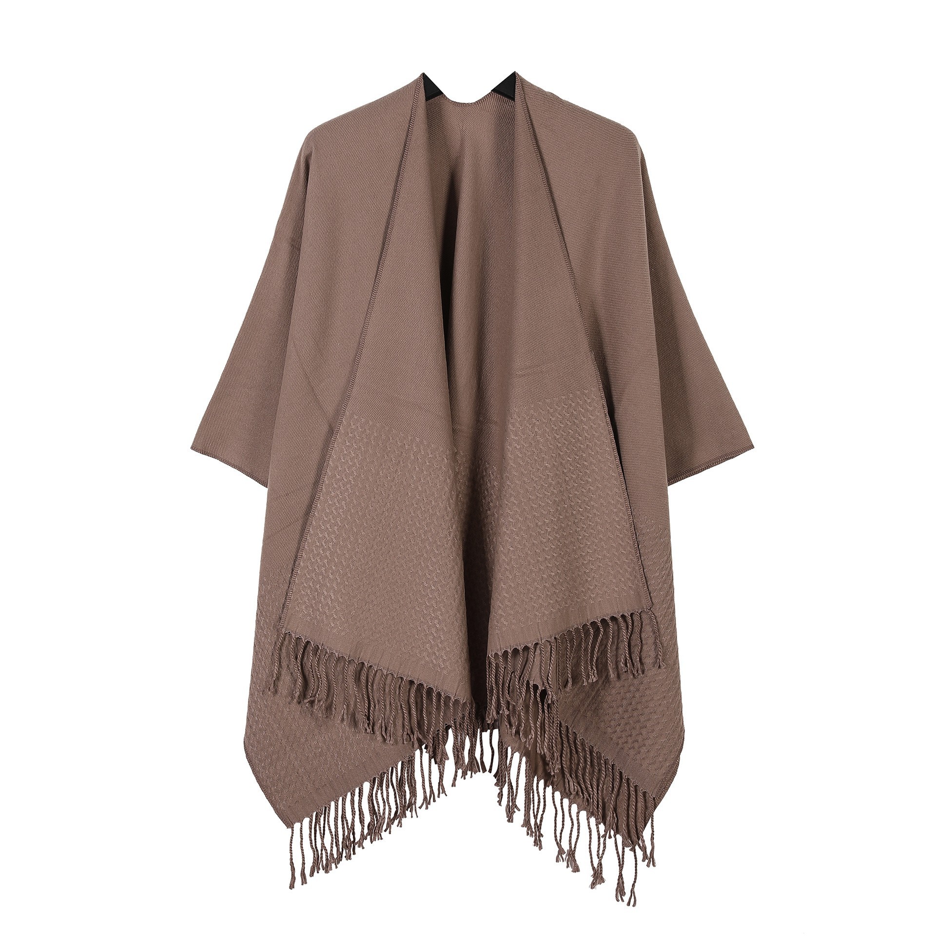 Vielseitiger, Dicker Fransenschal Mit Wellen-jacquard Für Damen_voghion.com