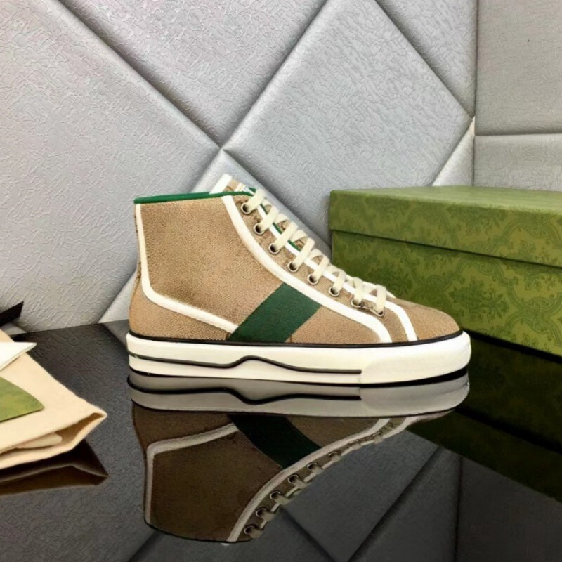 G Brand Knitted Embroidered Thin-Soled Retro Canvas Old Flower Color-Blocked Unisex Casual High-Top White Sneakers g Versatile