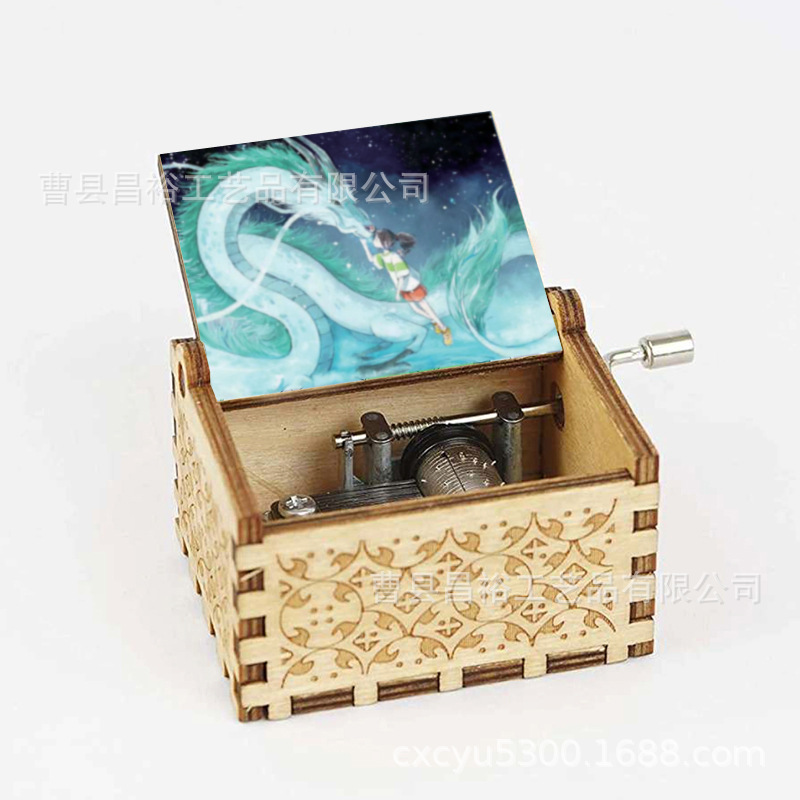 木製の手作りオルゴール創意カラープリント千と千尋のオルゴール木製の手を振ってオルゴールクロスボーダー専用です。