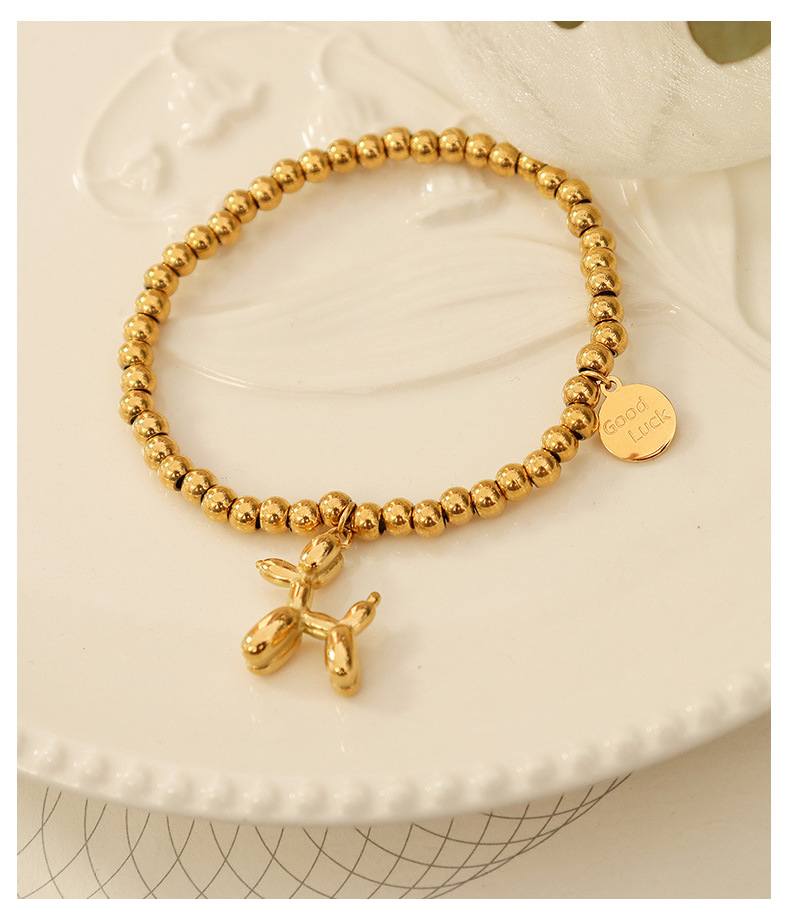 cute balloon puppy necklace earrings bracelet titanium steel 18k gold jewelry