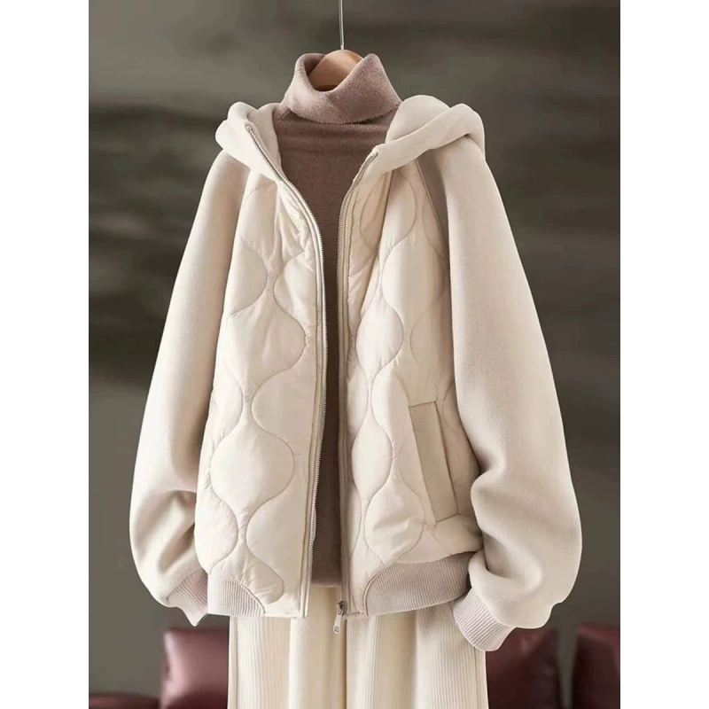 Официальное фото теплой утолщенной хлопковой куртки с капюшоном больших размеров, женская зимняя новая свободная тонкая куртка 2024 года