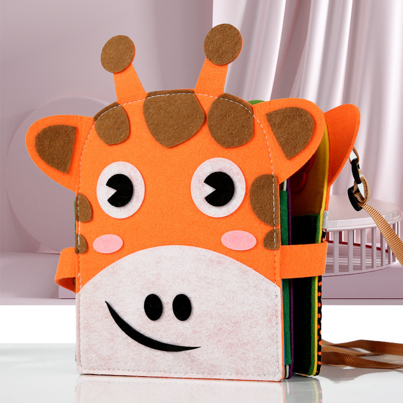 Nuevo tablero de aprendizaje de fieltro para niños educación temprana multifuncional girafa fieltro tablero ocupado forma cognitiva juguete de acertijo