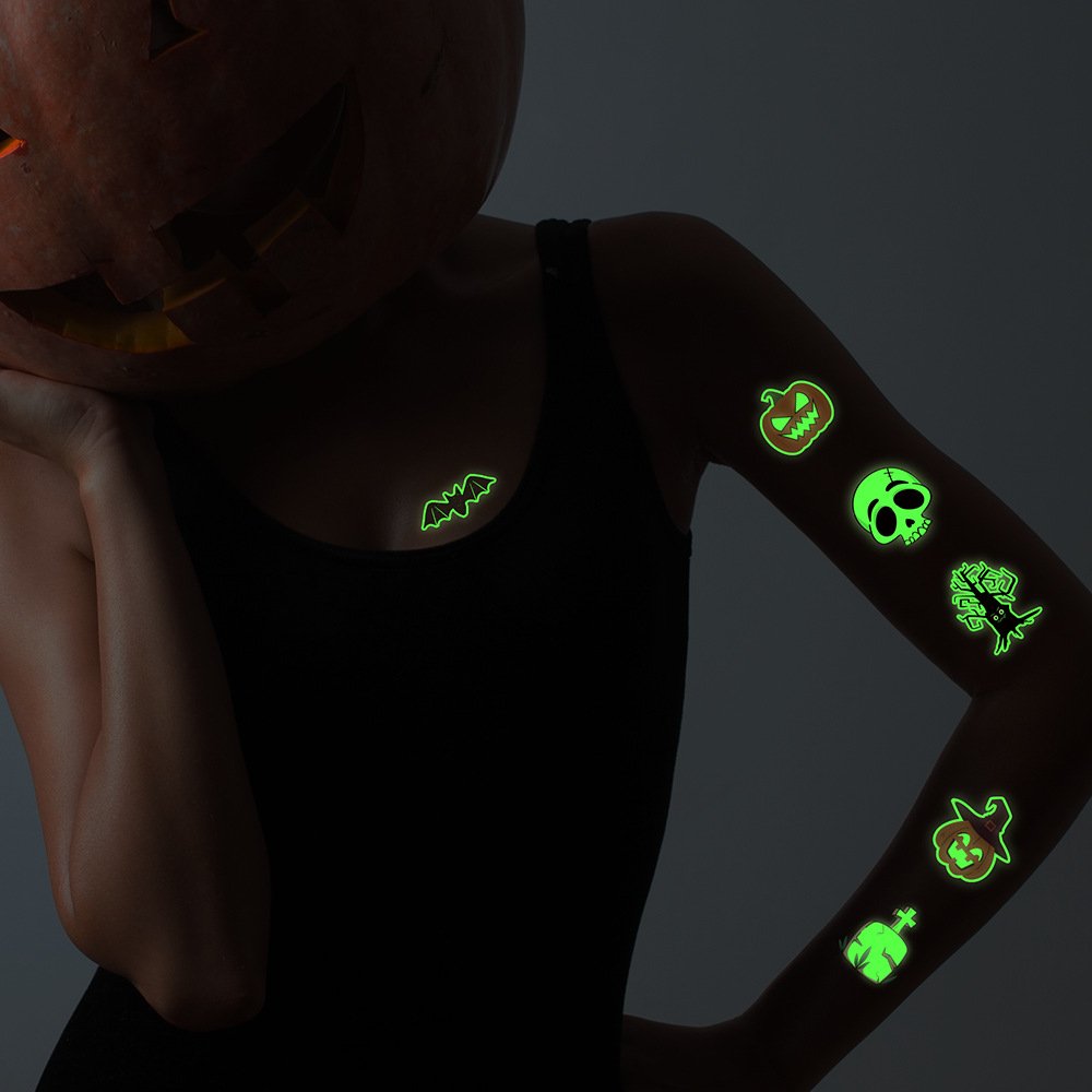 Tatuajes Temporales Luminosos de Halloween Luminoso, para Fiestas de Halloween