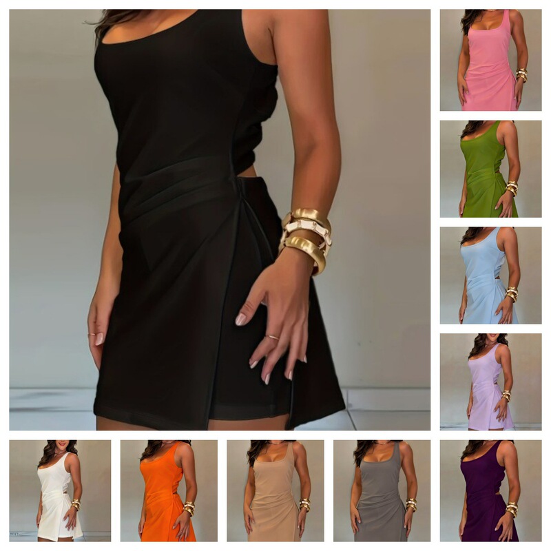 European and American cross-border women's fashion summer new sexy sleeveless backless elegant party dress with back zipper