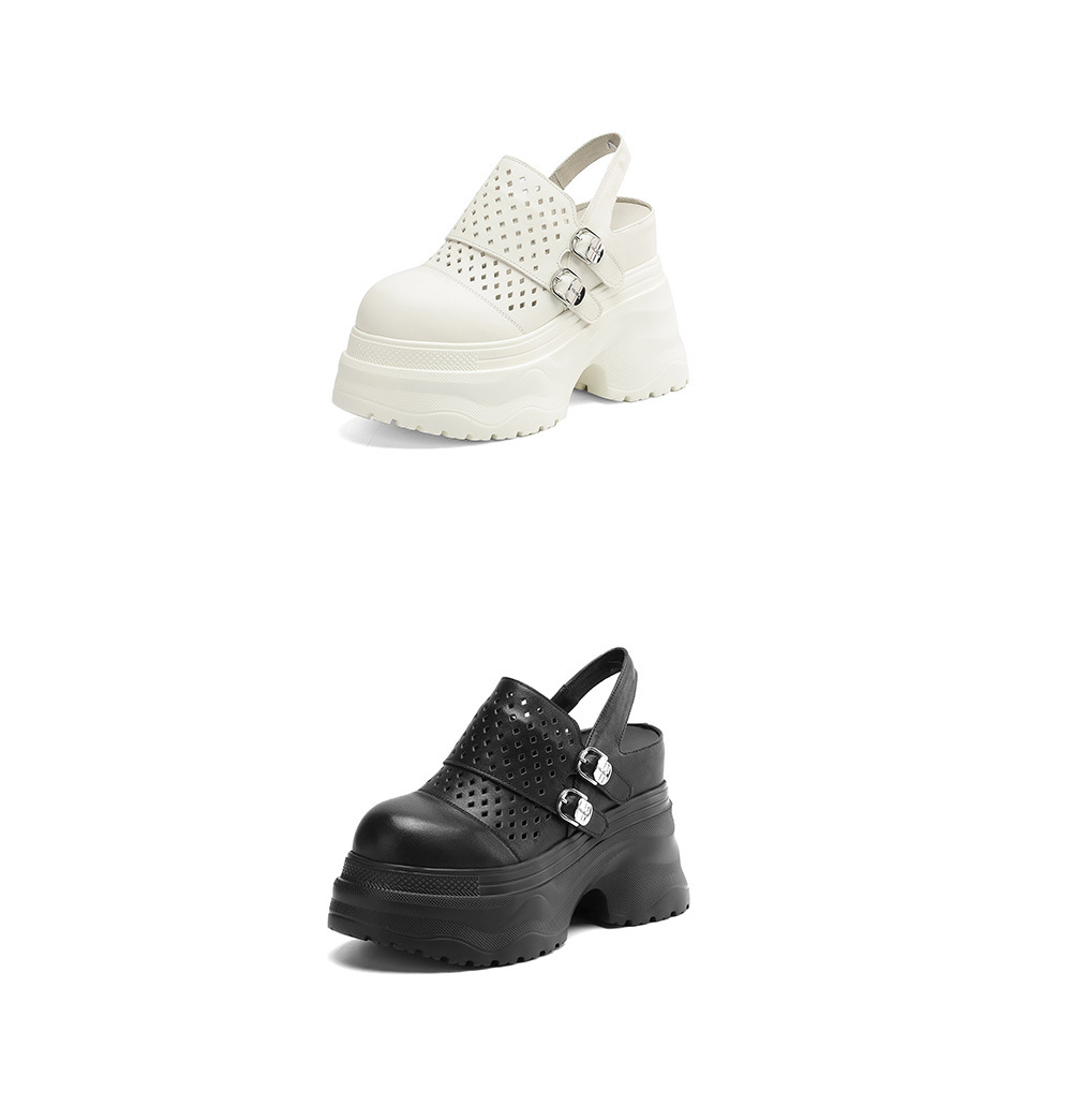 Sandal cao gót nữ đế xuồng 12cm bít mũi hở gót phong cách La Mã — Màu đen, Màu trắng chi tiết 19