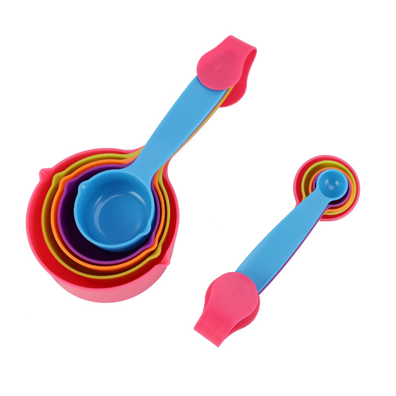 Cuchara de medición multifuncional ajustable transfronteriza cuchara de medición portátil de plástico de color cuchara de medición de 10 piezas cuchara de medición de escala de cinturón de horneado