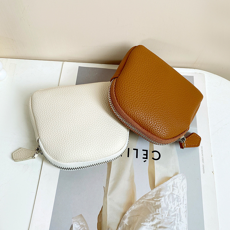 Bolsos transfronterizos ins para mujer, monedero coreano, mini embrague, bolso pequeño con cremallera de cuero suave simple, bolso para auriculares, bolso de almacenamiento