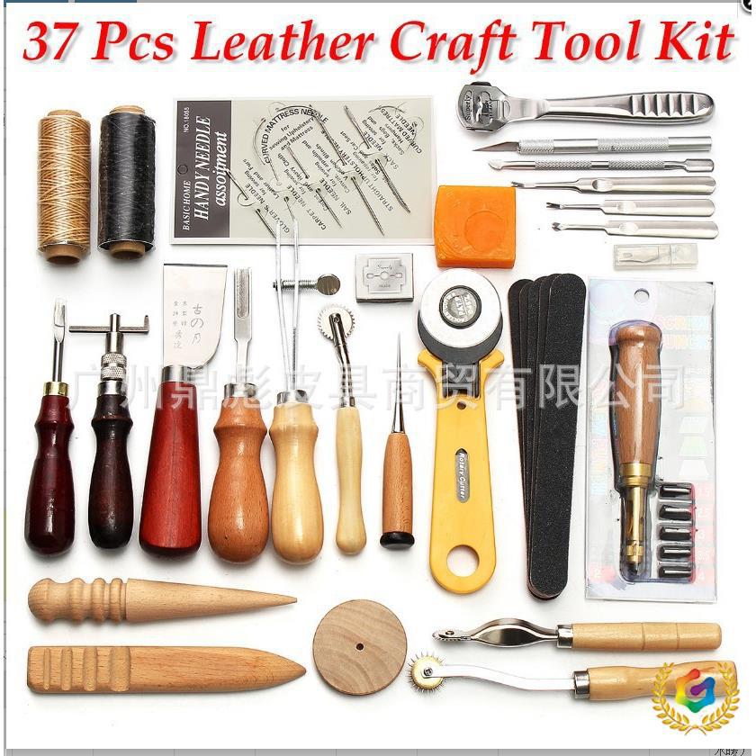 ⇝皮革DIY工具 DIY37件皮革工艺套装 手缝菱斩手工皮艺工具套装07