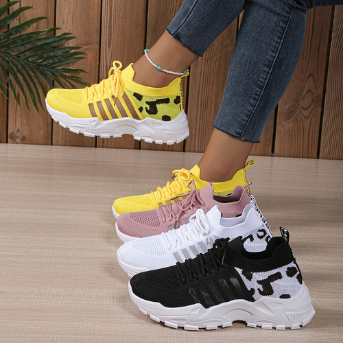 New Fashion Knit Mesh Women's Summer Shoes, Versatile Stylish Breathable Athletic Mesh Slip-Ons for Girls