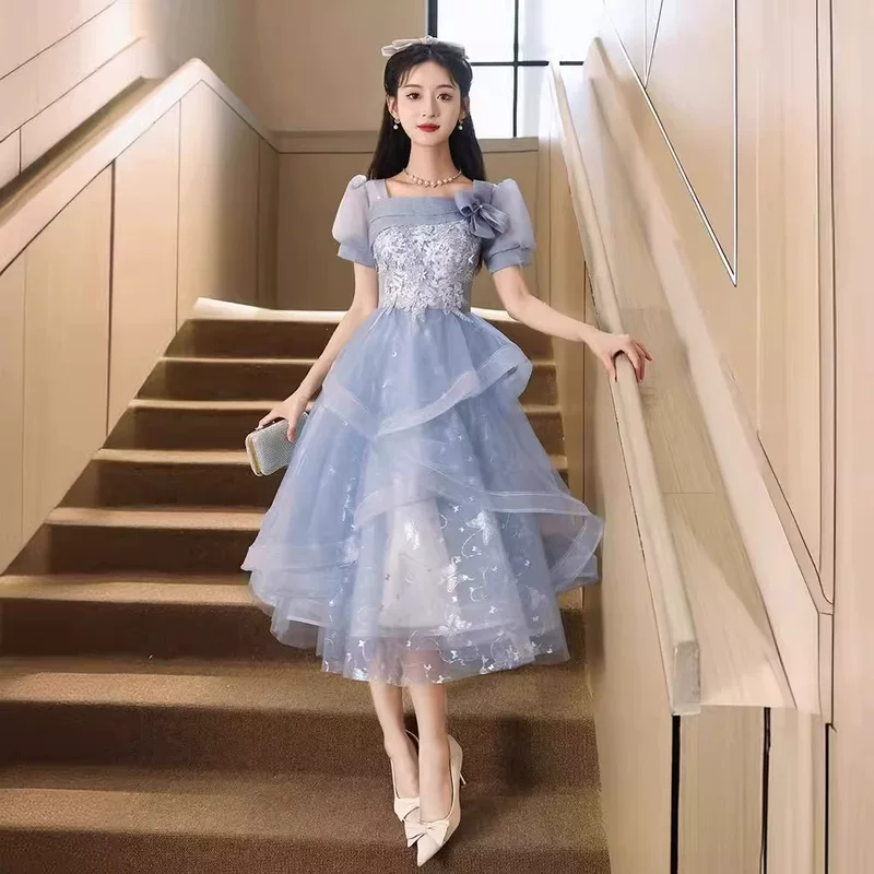 Синее модное вечернее платье, юбка, французский стиль, облегающий крой, юбка-пачка