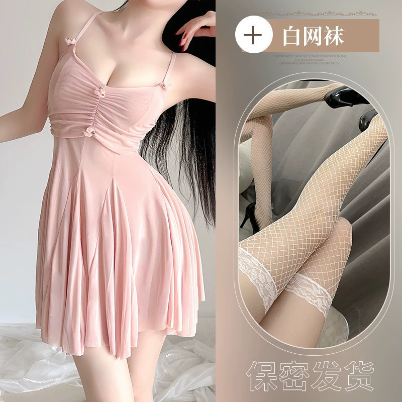 [性感诱惑网纱情趣睡衣女纯欲透视吊带睡裙新款内女一件代发A290]