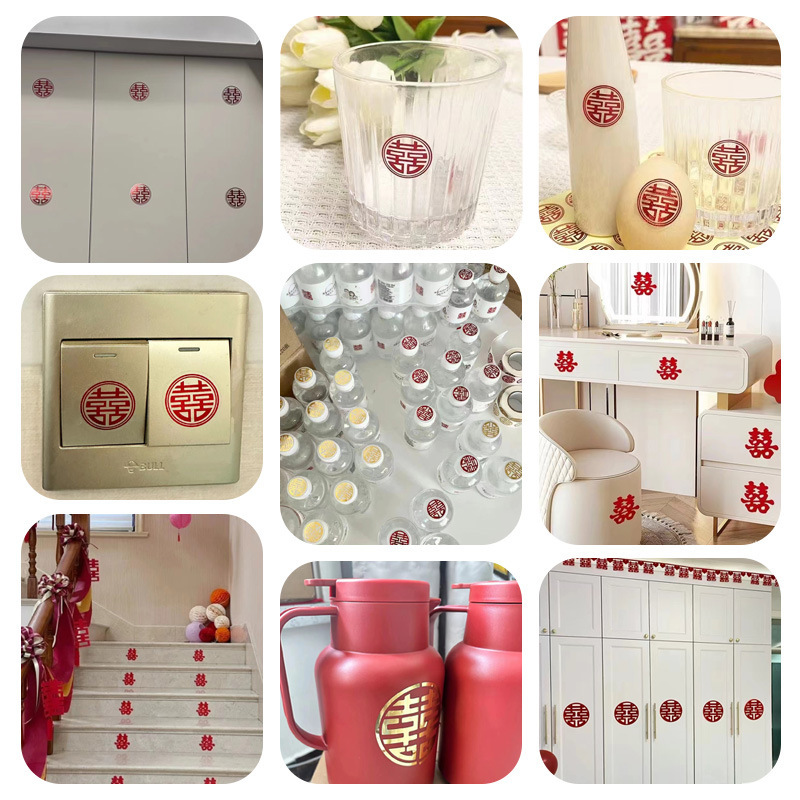 結婚式の部屋のハッピーワードステッカー自己粘着小さなハッピーワードシールステッカーシュガーボックスアクセサリー結婚式の卵ハッピーワードステッカー|undefined