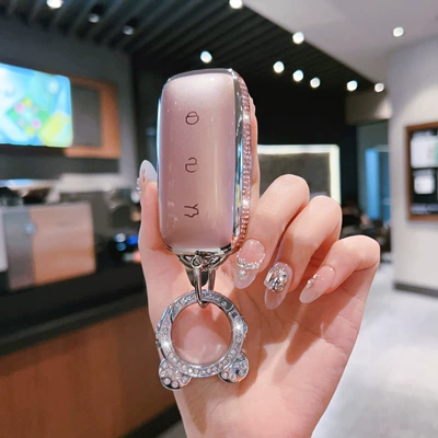 Car key bag 8 Key Cover A7 Galaxy L6 - geely-galaxy-h-model-smart-3-button-side-diamond-pink-single-shell-astronaut-diamond-buckle