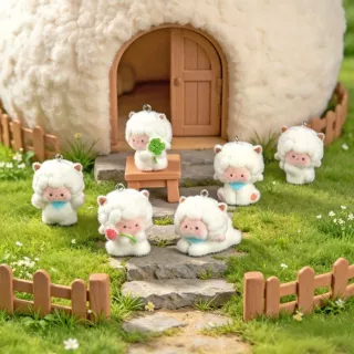 植绒公仔创意可爱小羊公仔萌粒 diy装饰品钥匙扣包包挂配件小挂件