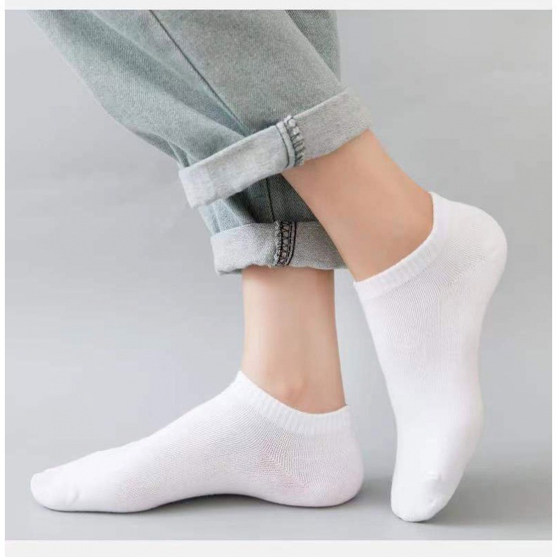 솔리드 컬러 보트 양말 화이트