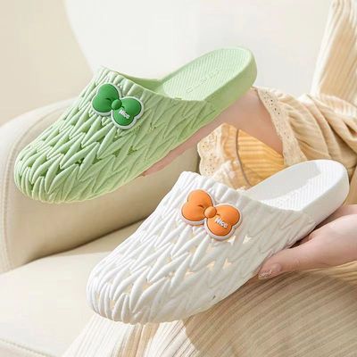 Летние модные тапочки в стиле Crocs, нескользящие женские тапочки для выхода на улицу, пляжная обувь, закрытый носок