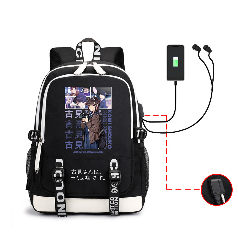 Cartoon printed backpack USB large capacity student schoolbag