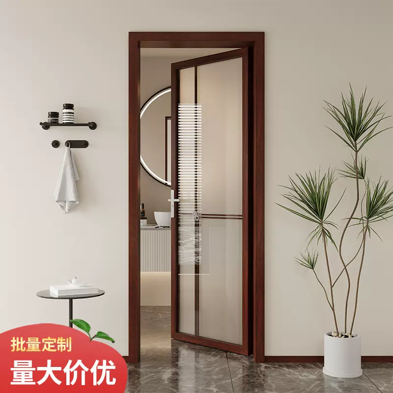 公寓平开门磨砂钢化玻璃家用学校铝合金工程门浴室门卫生间厕所门