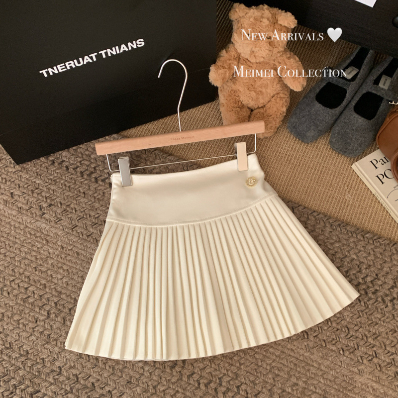 学院风高腰毛呢短裙灰色百褶裙女秋季新款显瘦百搭半身裙A字裙子