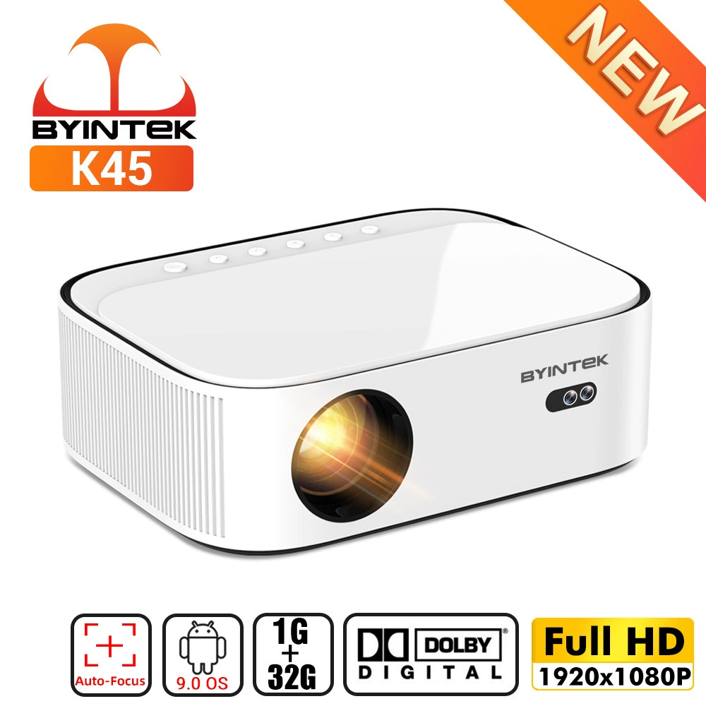 Взрывы BYINTEK Ben Ying K45 Android Автофокус Full HD 1080p домашний кинотеатр светодиодный проектор