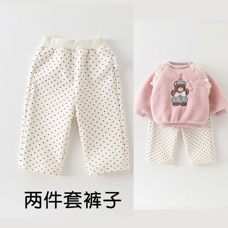 女童套装秋冬款加绒卫衣裤子婴儿衣服冬装分体两件套女宝宝外出服|undefined
