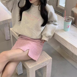Korean chic Loose Letter Embroidery Fleece Sweater Women's All-match Fleece Pullover Women's Fleece