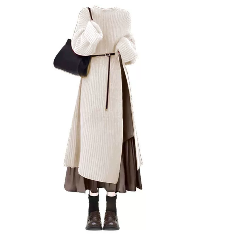 Зимой носите полный набор женских новых волосатых платьев