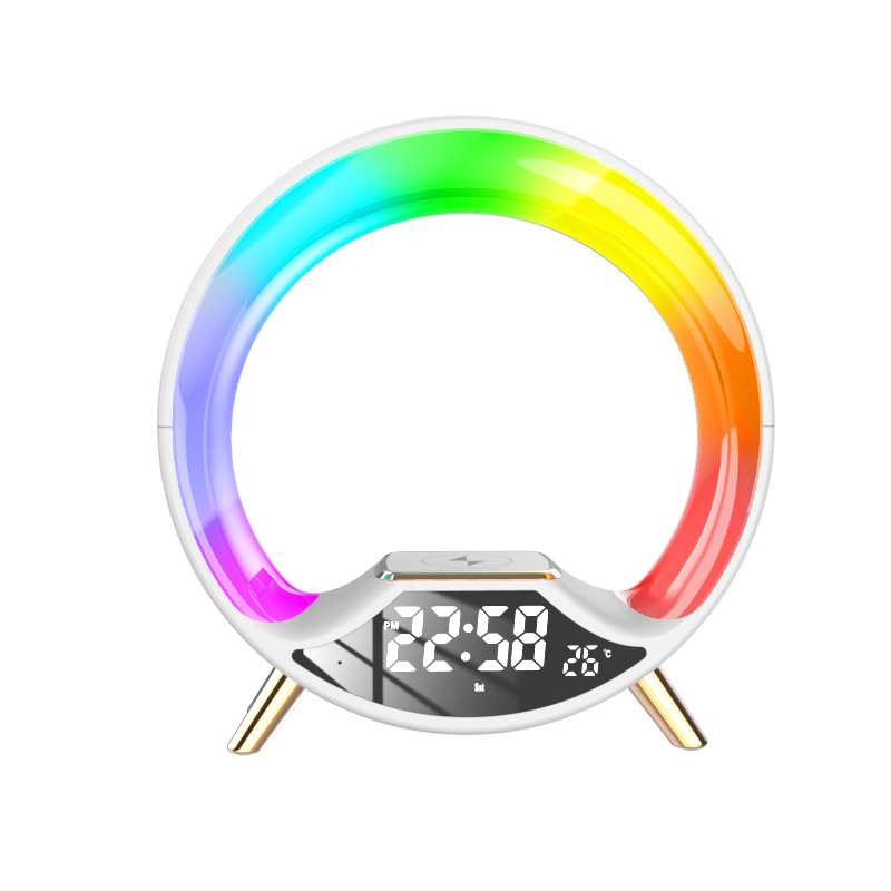 Smart Wireless Charging Bedside Ornament Alarm Clock Wake-Up New Multifunctional Colorful Night Light Bluetooth Speaker_voghion.com