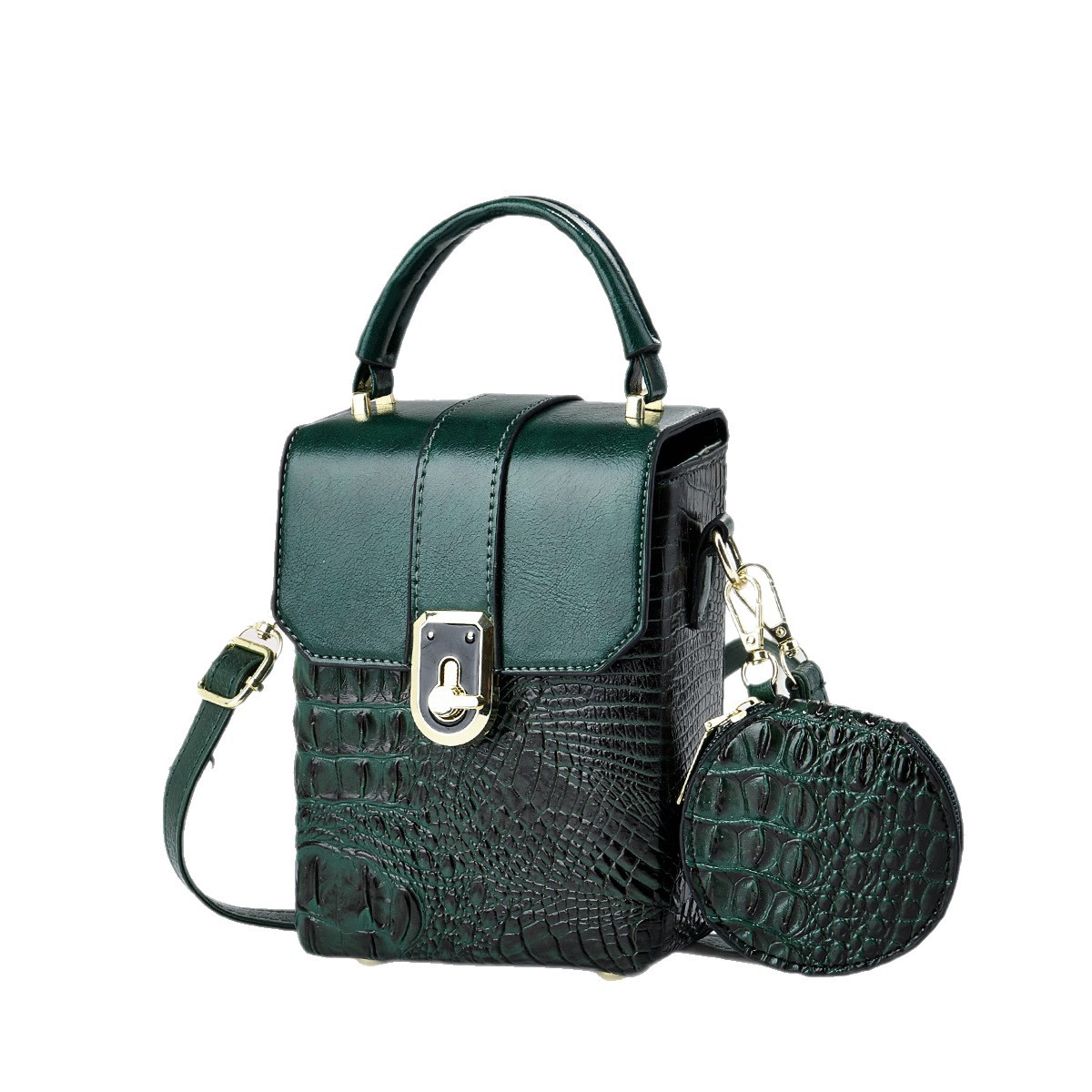 Dos paquetes de bolsas de cocodrilo compactas, bolsas de cubo, mini bolsas de mano, bolsas de hombro, bolsas transfronterizas