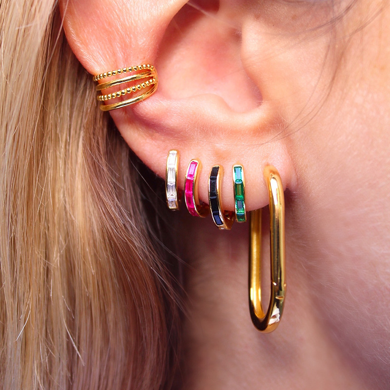 Fashion Geometric Sterling Silver Inlaid Zircon Earrings 1 Pair