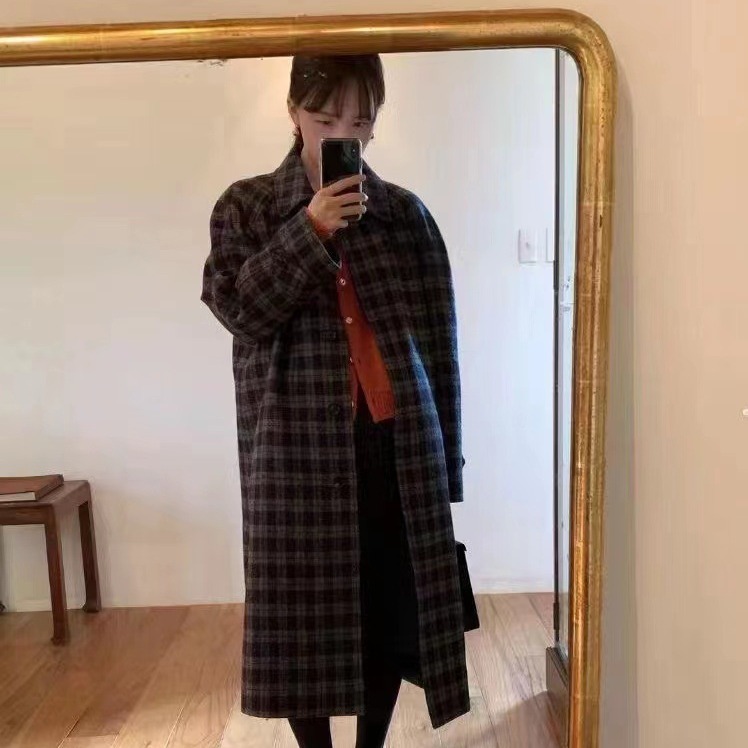 South Korea's Dongdaemun Designer Mina Lecobe Plaid Elegant Outwear Jacket
