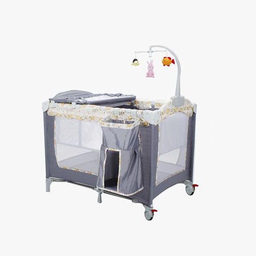 Cross-border foldable baby bed, multi-functional portable crib, movable and connectable large bed with changing table for infants