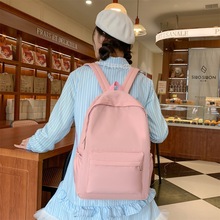 休闲大容量双肩包ins风时尚女生韩版纯色简约大学生书包出游背包