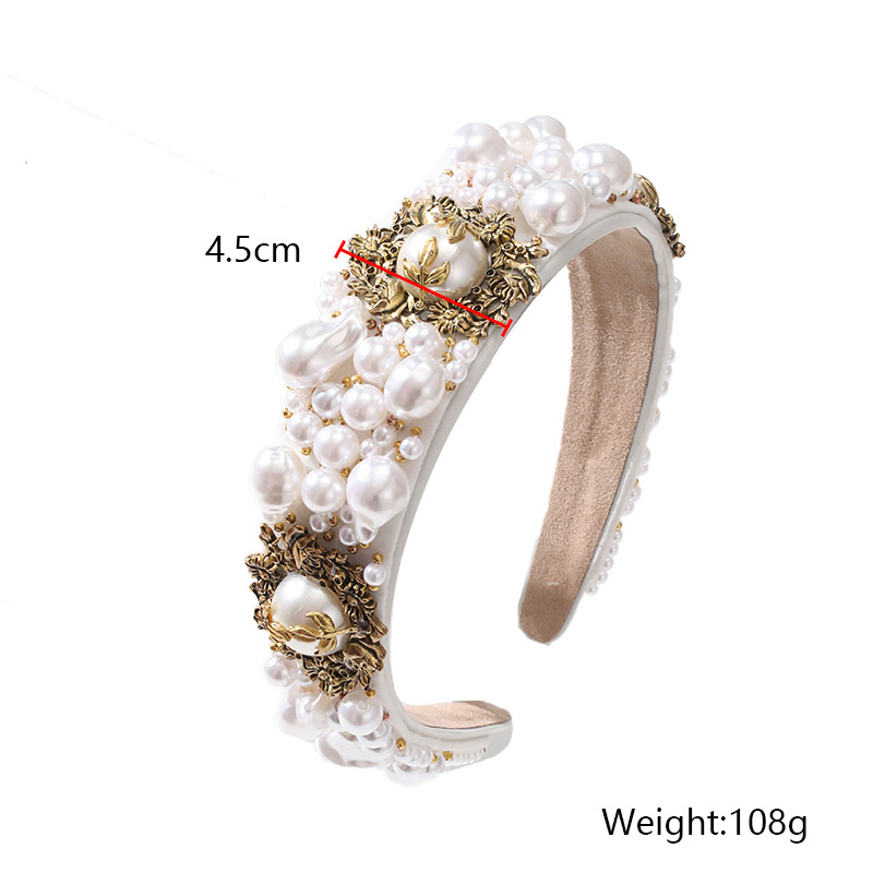 Fashion Flower Cloth Handmade Inlay Pearl Hair Band 1 Piece display picture 1