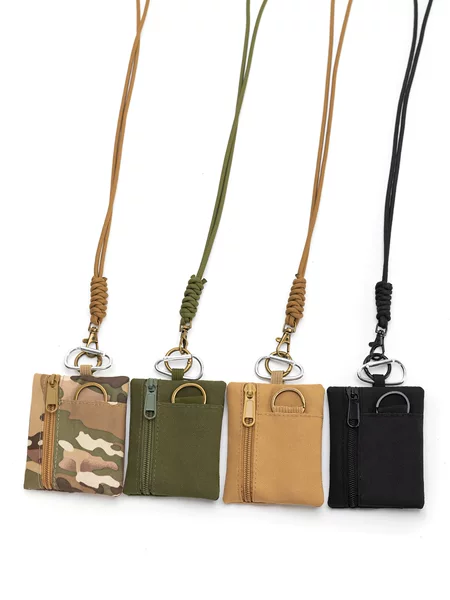 Casual Camping Hiking Fishing Coin Storage Zipper Card Holder Key Headphone Bag, Outdoor Tactics Can Be Hung