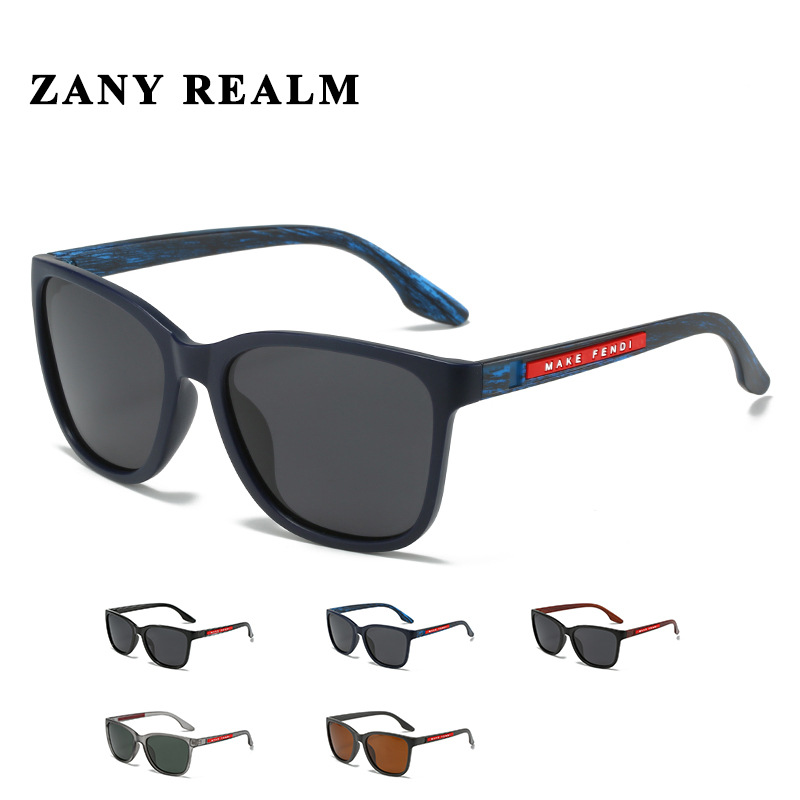 Nuevas gafas de sol polarizadas de los hombres de moda esmeriladas transfronterizas fabricante de gafas de sol de grano de madera de equitación europeo y americano en stock 3990