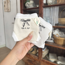 蝴蝶结日系学生纯棉内裤女中腰7A婴儿棉加长抗菌裆ins针织三角裤