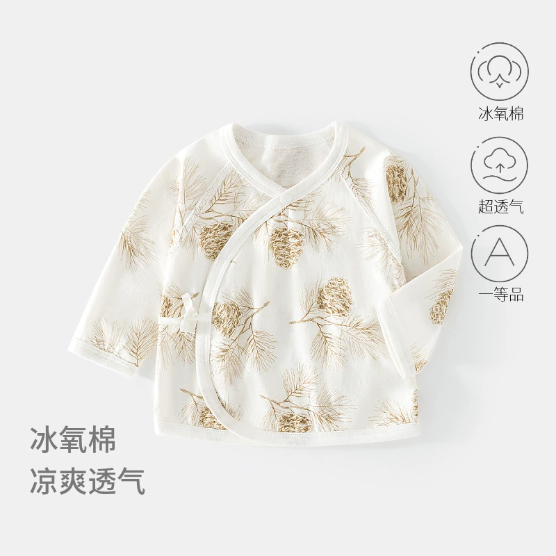Новорожденный летняя половинная спина без костей, ледяной кислородный хлопок, тонкий костюм монах, новорожденная пижама, полная луна, детская рубашка, кондиционер