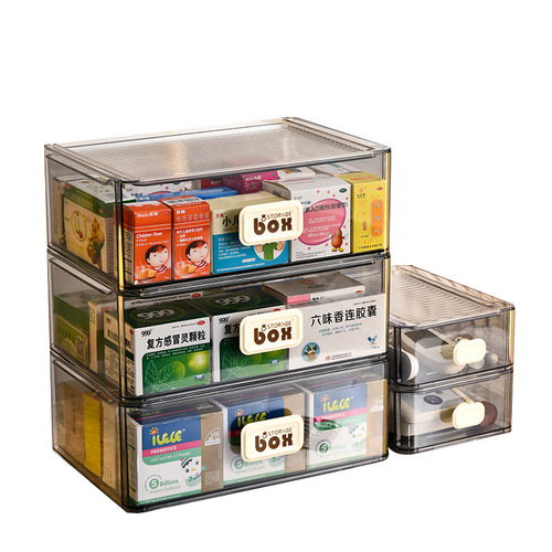 Medicine box transparent household drawer-type medicine storage box large capacity thickened sealed moisture-proof medicine storage box
