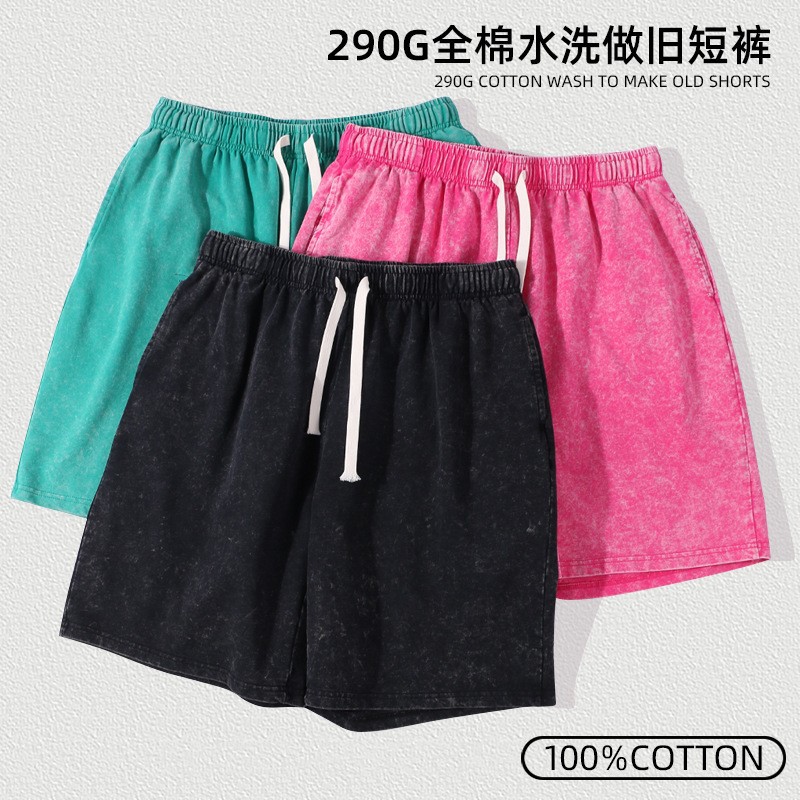 Vintage Washed American Style Short Pants for Summer Loose Hip-Hop Basketball Cross-border Casual Sportive 5/5 Length Shorts