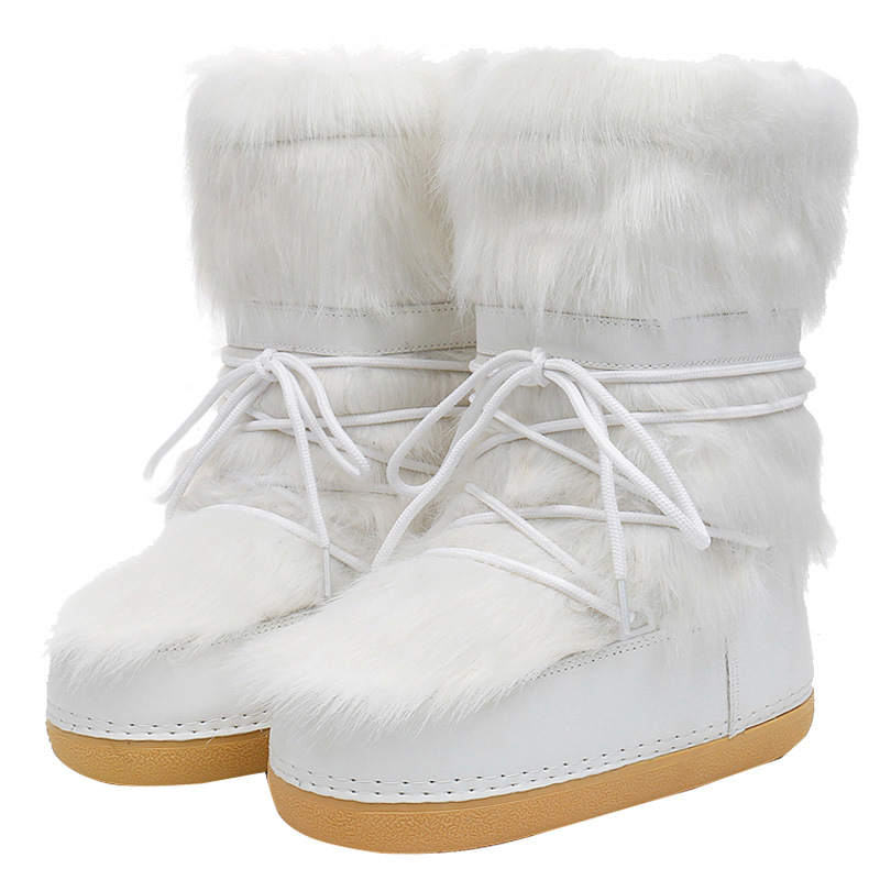 NOKOMETA 2025 Winter European And American Fashion Space Boots Hairy Moon Shoes Snow Boots Women's Velvet Women_voghion.com