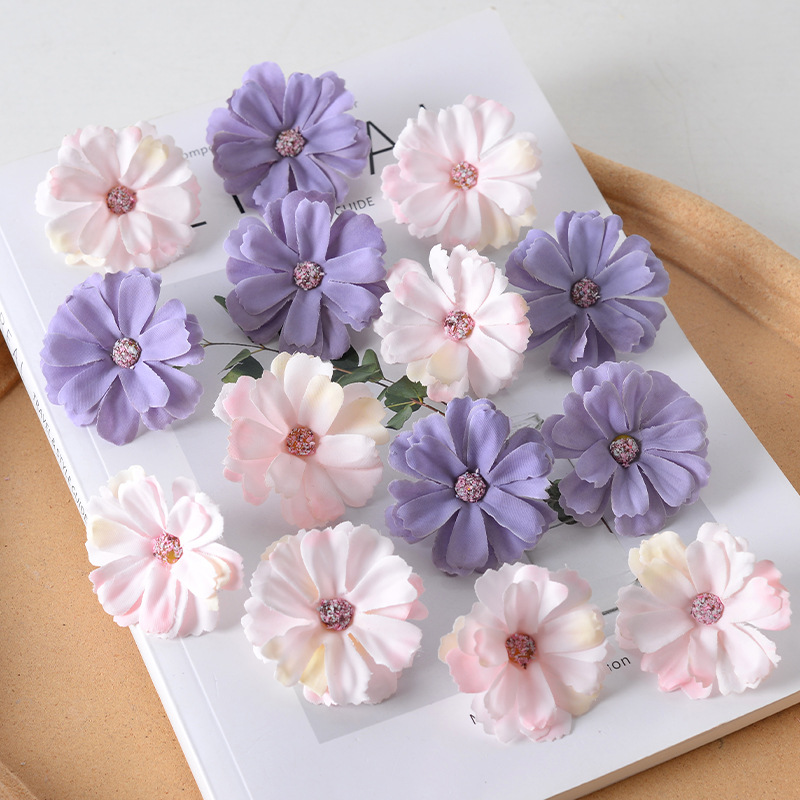 Simulación pequeña flor de crisantemo de la familia de margarita pequeña flor de sol de flores artificiales de flores de seda de tela de fijación de flores DIY material