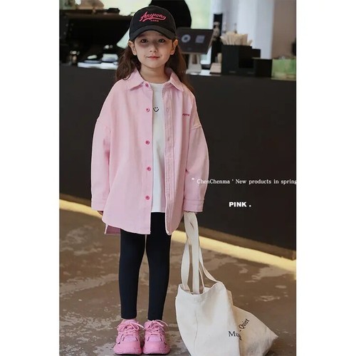 Women's Cowboy Jacket Spring and Autumn 2025 New Children's Casual Spring Outfit Korean Version for Middle and Large Children Shirt Denim Coat Stylish